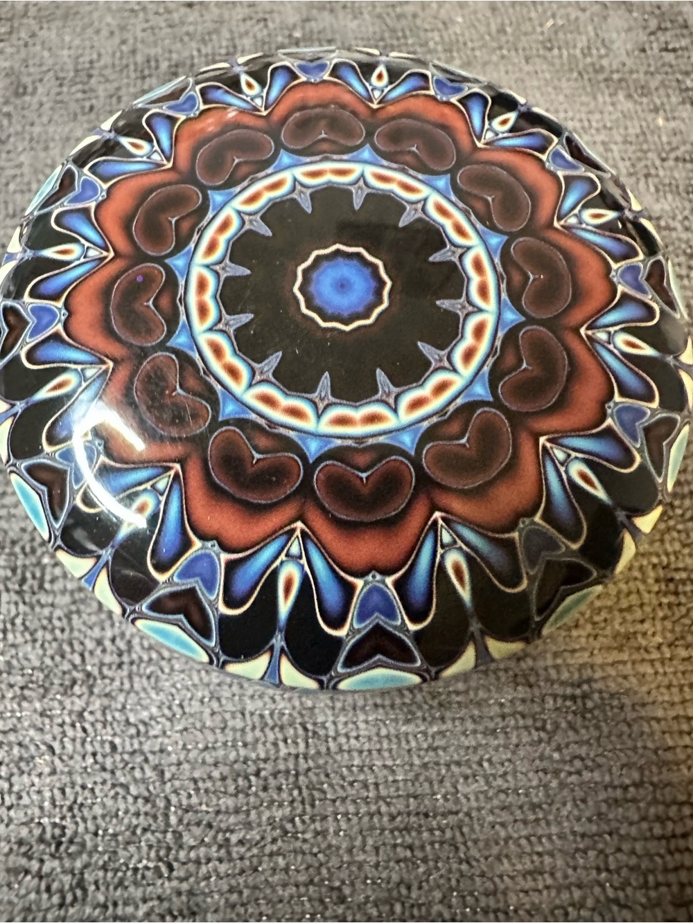 Trinket tin in Blue, Black and Brown
